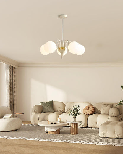 Cream Ball Chandelier with Adjustable Lighting
