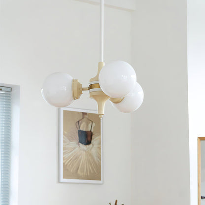 Cream Ball Chandelier with Adjustable Lighting