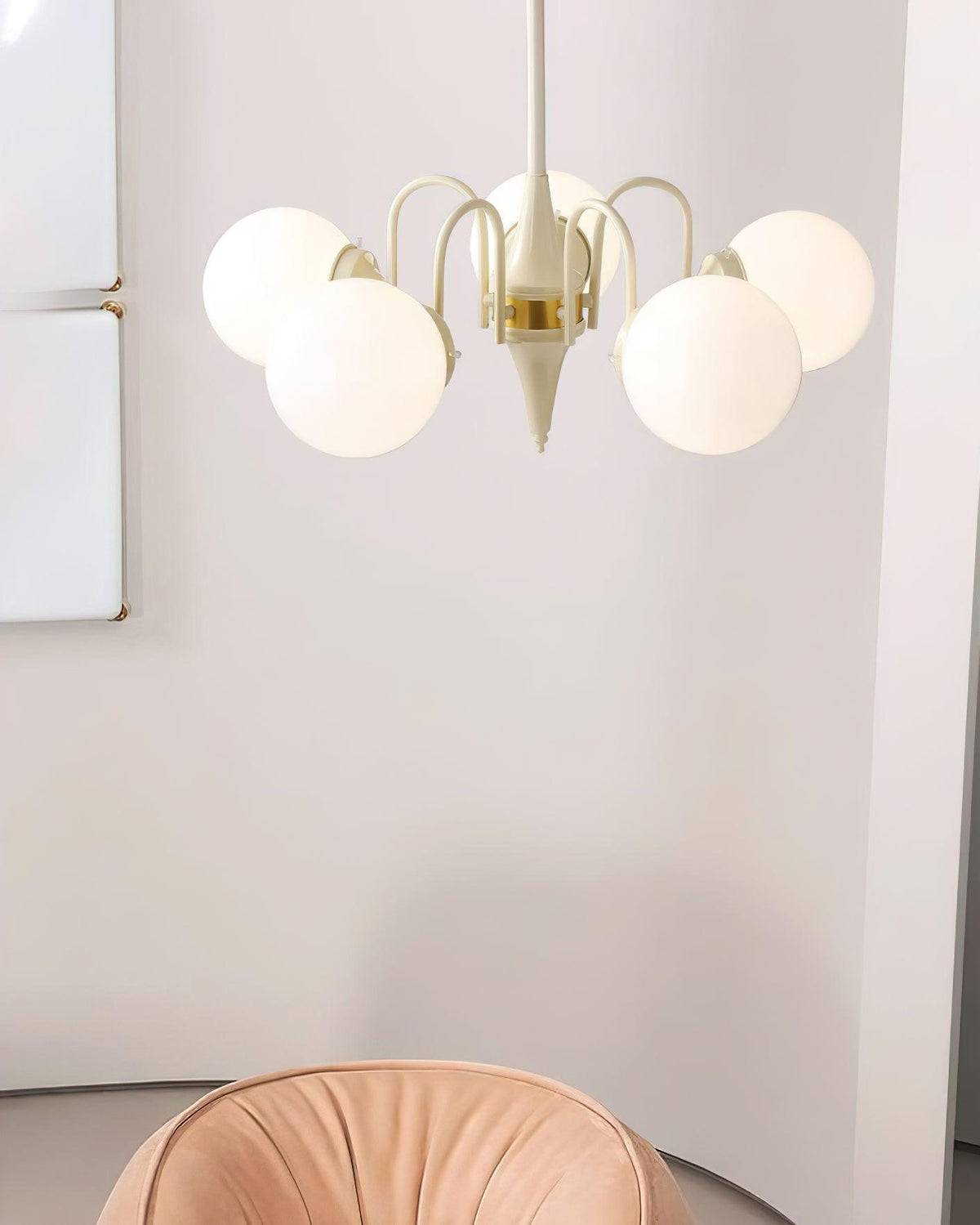 Cream Ball Chandelier with Adjustable Lighting