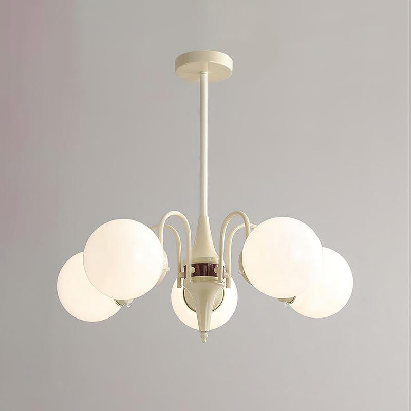 Cream Ball Chandelier with Adjustable Lighting — alternate angle