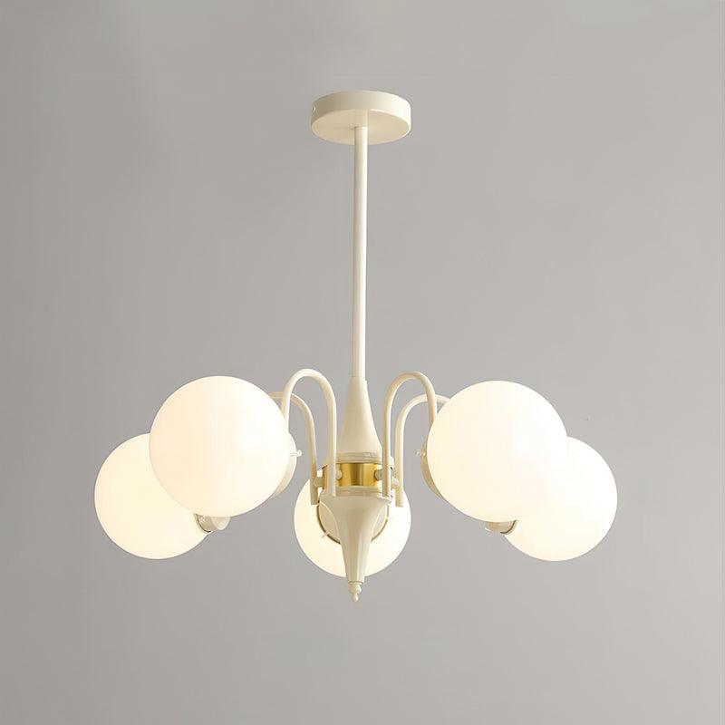 Cream Ball Chandelier with Adjustable Lighting — detail view