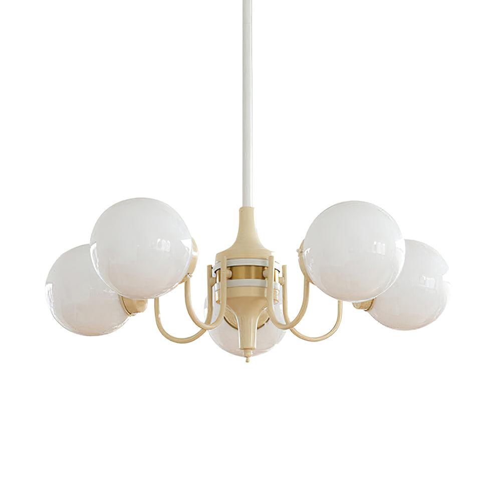 Cream Ball Chandelier with Adjustable Lighting