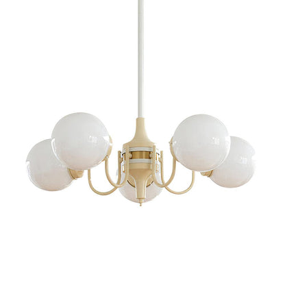 Cream Ball Chandelier with Adjustable Lighting