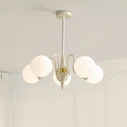 Cream Ball Chandelier with Adjustable Lighting
