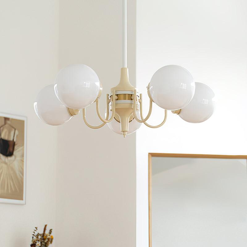 Cream Ball Chandelier with Adjustable Lighting