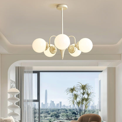 Cream Ball Chandelier with Adjustable Lighting
