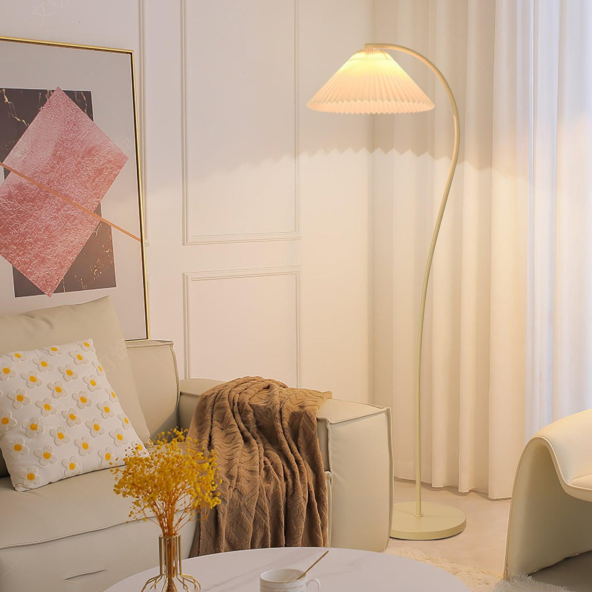 Pleated Floor Lamp with Adjustable Brightness