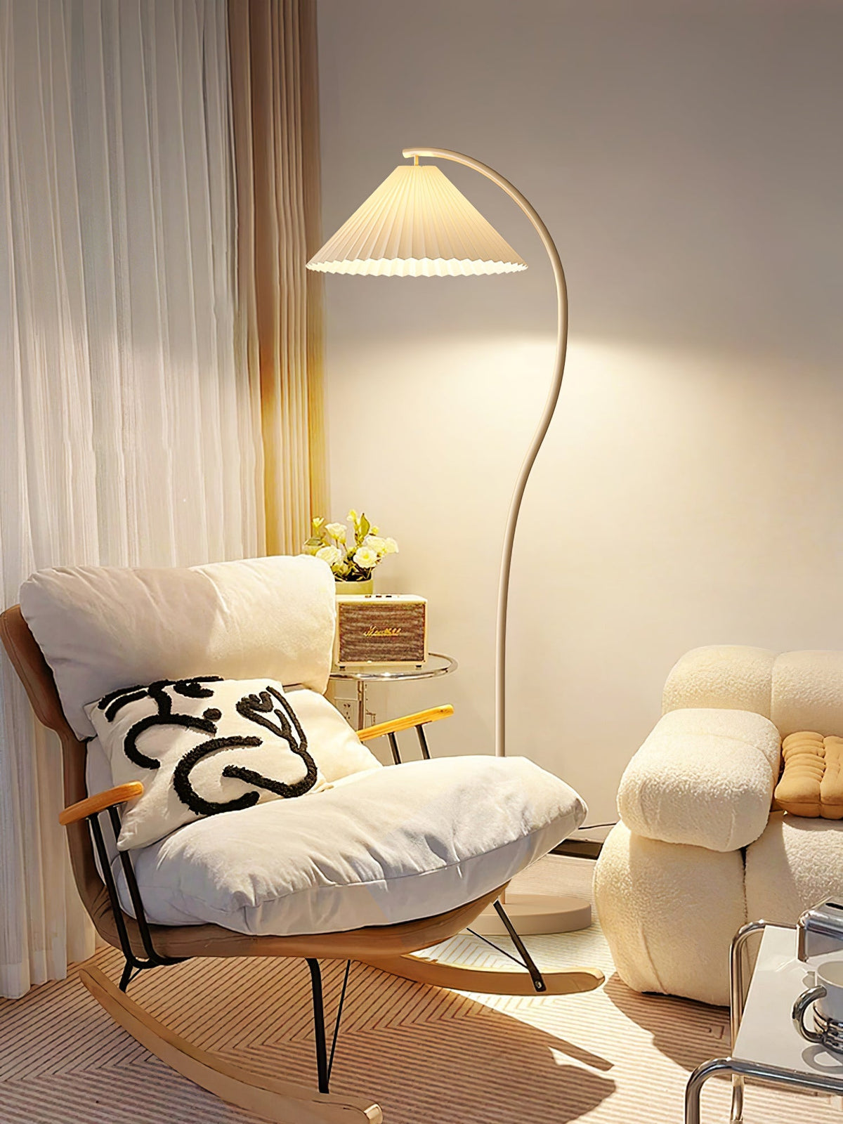 Pleated Floor Lamp with Adjustable Brightness
