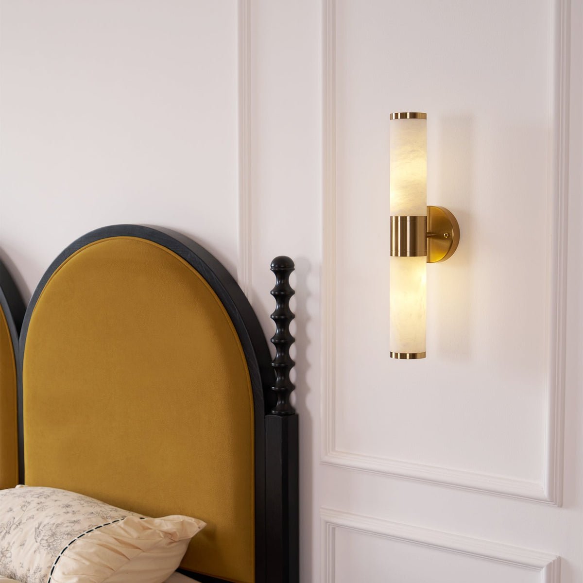 Alabaster Wall Lamp with Soft Glow — front view