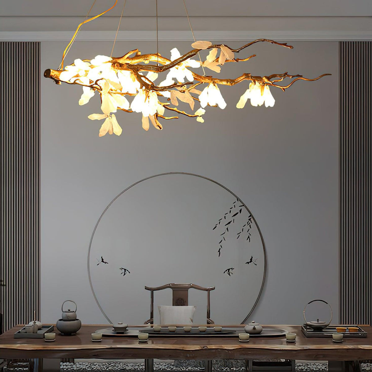 Crushed Natural Stone Chandelier with Adjustable Height — alternate angle