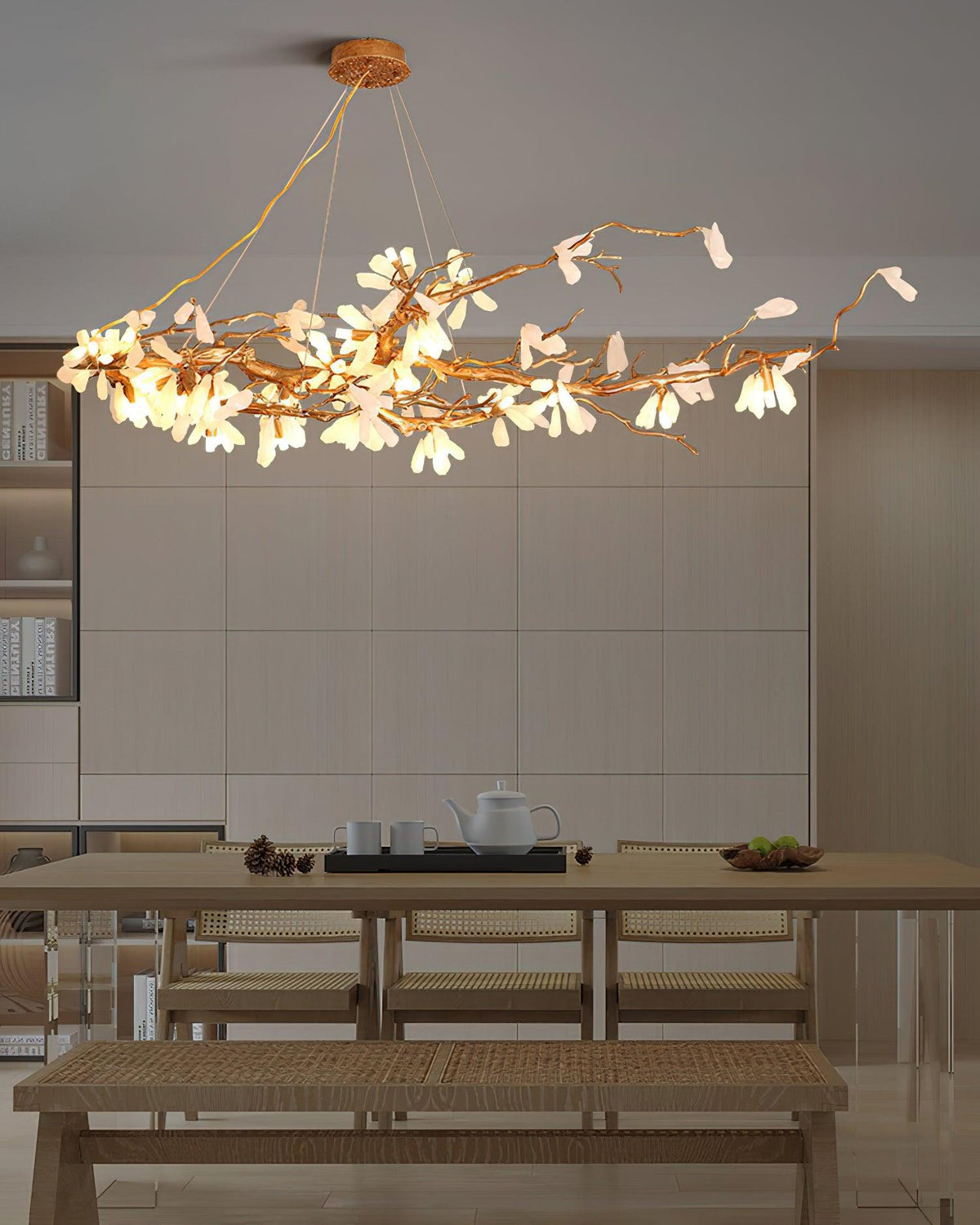 Crushed Natural Stone Chandelier with Adjustable Height