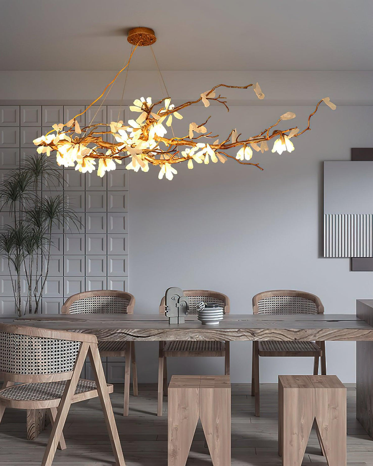 Crushed Natural Stone Chandelier with Adjustable Height