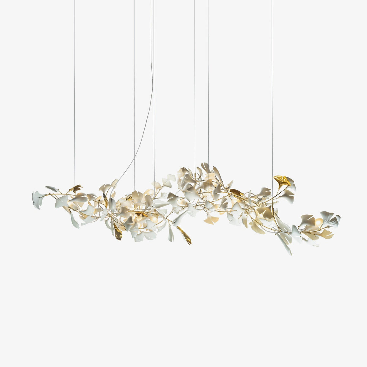 Gingko Leaves Chandelier with Adjustable Brightness — detail view