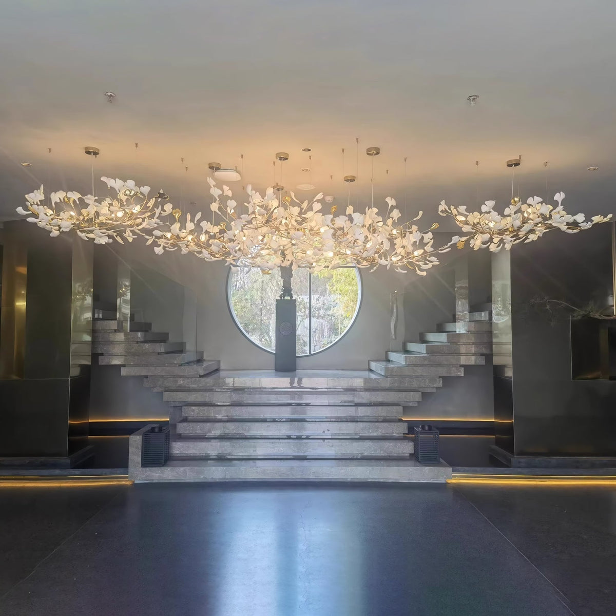 Gingko Leaves Chandelier with Adjustable Brightness