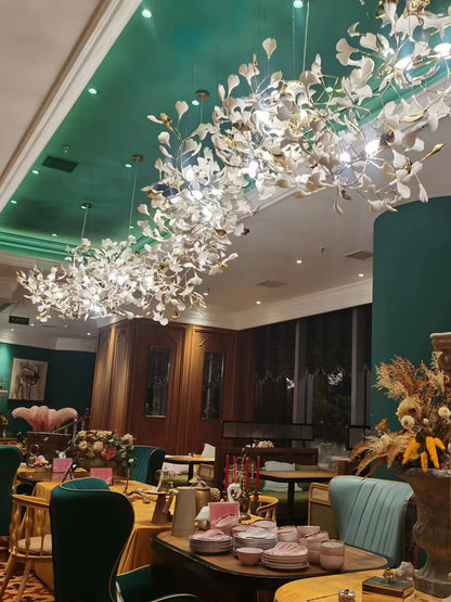 Gingko Leaves Chandelier with Adjustable Brightness