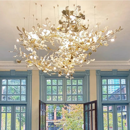 Gingko Leaves Chandelier with Adjustable Brightness