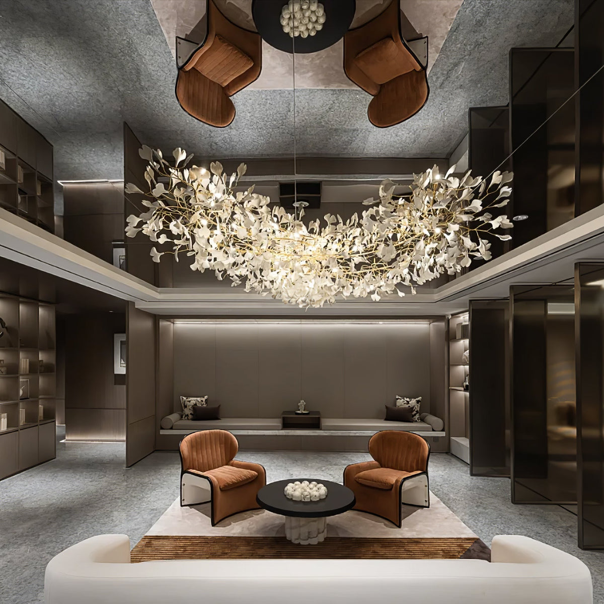 Gingko Leaves Chandelier with Adjustable Brightness
