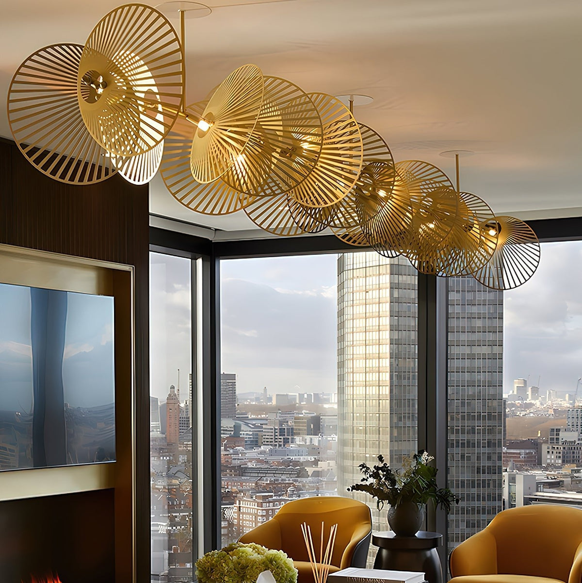 Cattail Leaf Chandelier with Adjustable Height