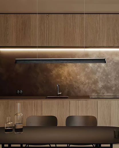 Slim Linear Wood Chandelier with Dimmable Light