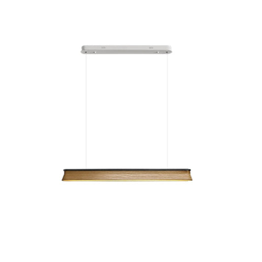 Slim Linear Wood Chandelier with Dimmable Light — front view