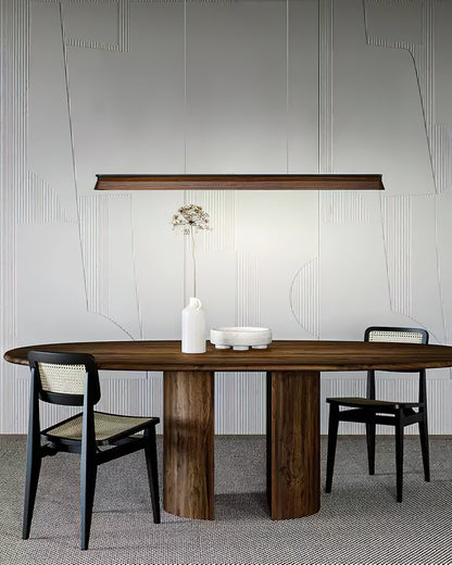 Slim Linear Wood Chandelier with Dimmable Light