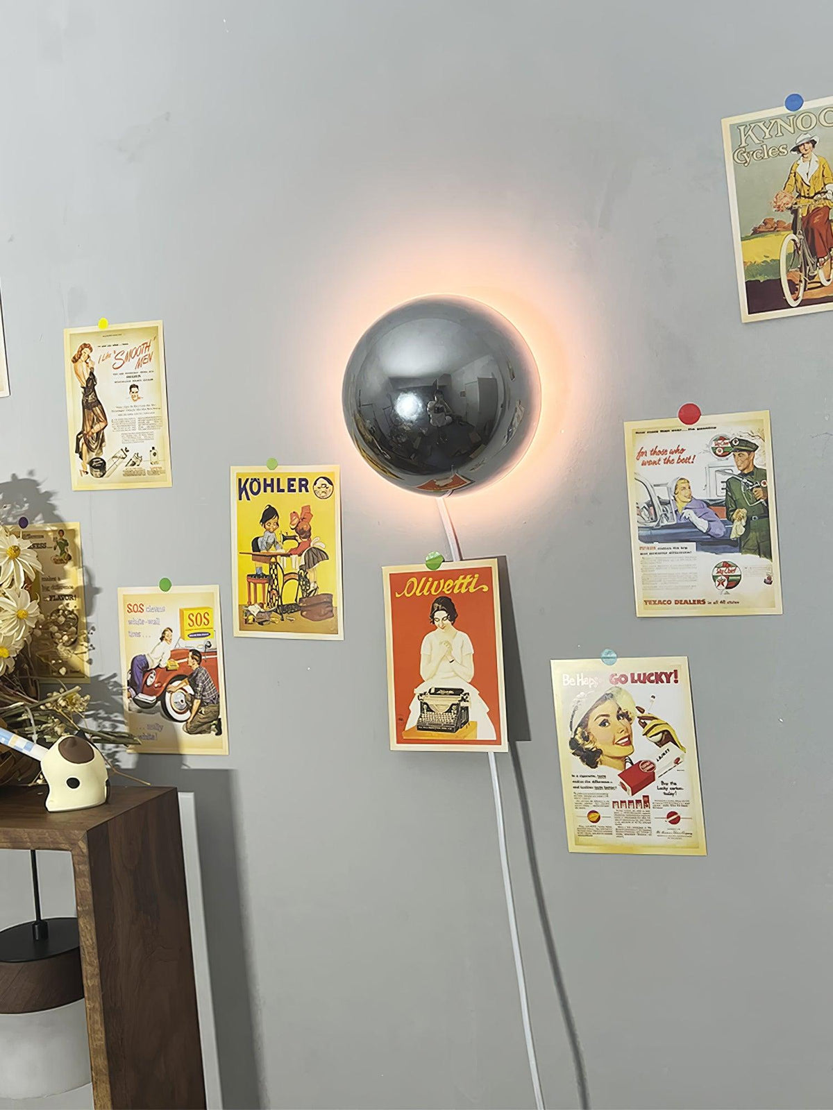 Sphere Wall Sconce with Adjustable Brightness