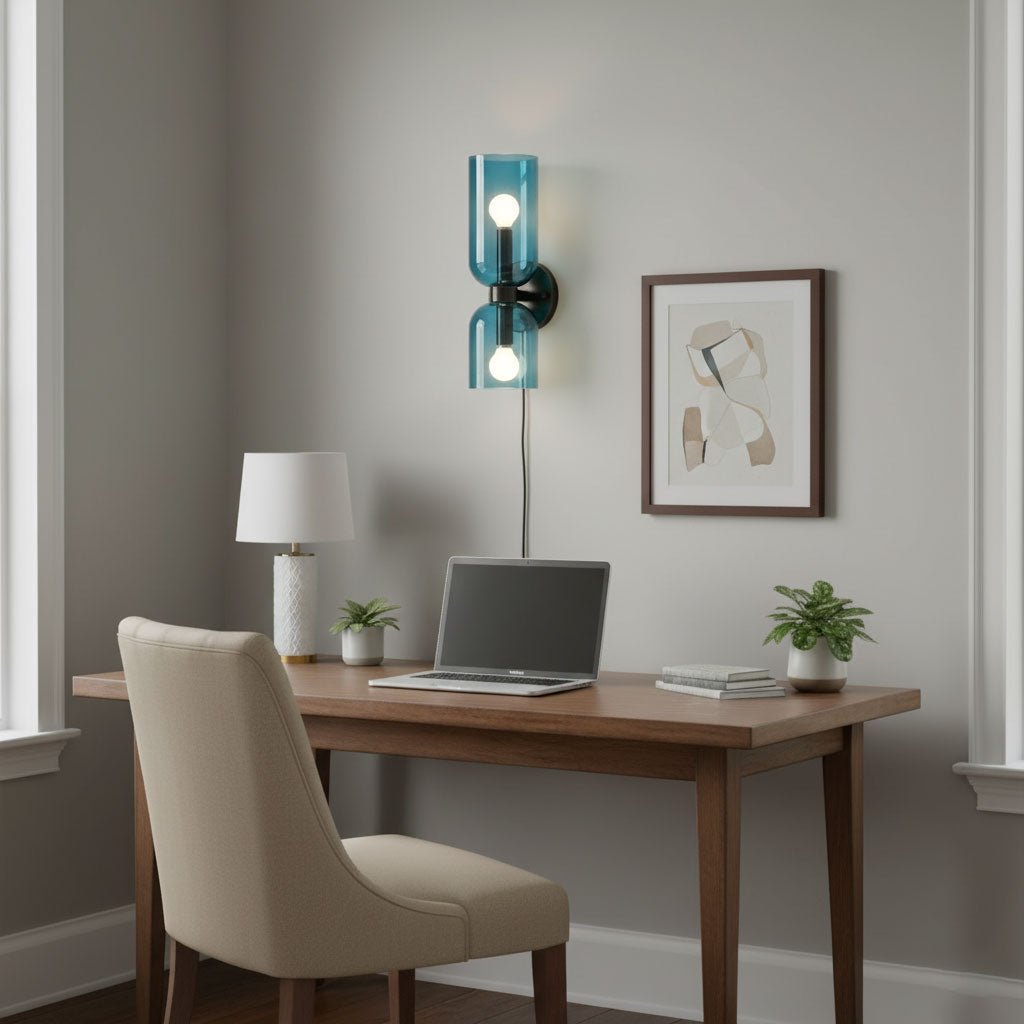 Glass Plug-In Wall Lamp with Adjustable Brightness