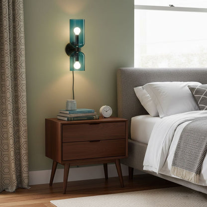 Glass Plug-In Wall Lamp with Adjustable Brightness