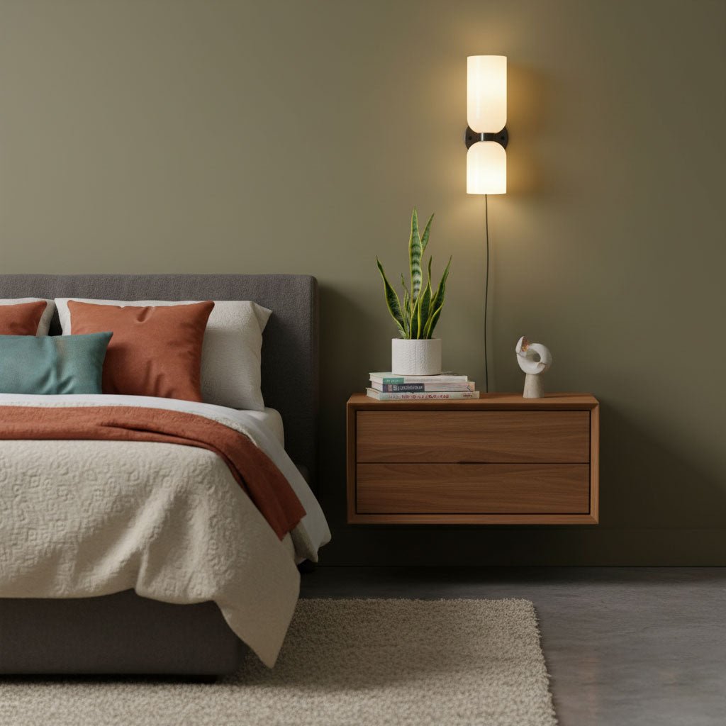 Glass Plug-In Wall Lamp with Adjustable Brightness