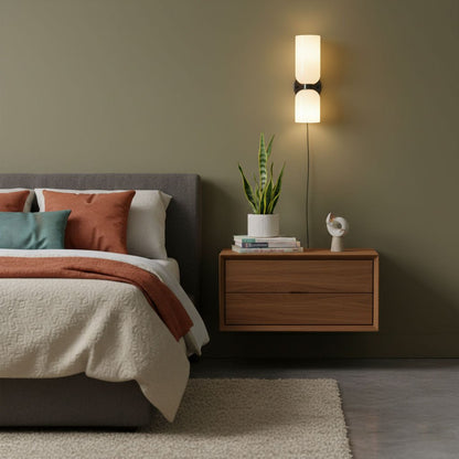 Glass Plug-In Wall Lamp with Adjustable Brightness