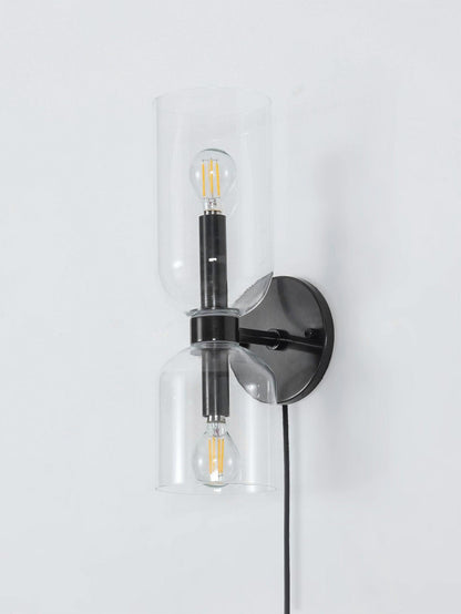 Glass Plug-In Wall Lamp with Adjustable Brightness