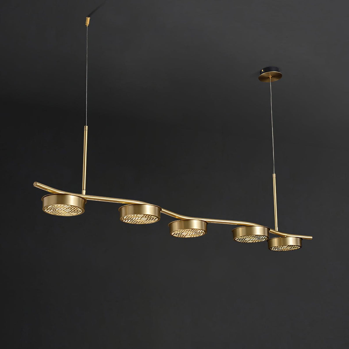 Linear Crystal Chandelier with Adjustable Height