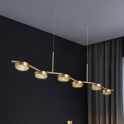 Linear Crystal Chandelier with Adjustable Height