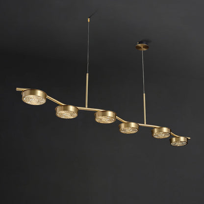 Linear Crystal Chandelier with Adjustable Height — front view