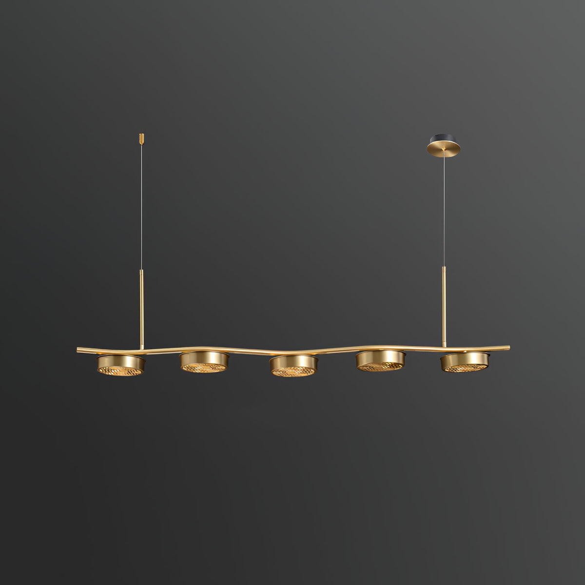 Linear Crystal Chandelier with Adjustable Height — front view