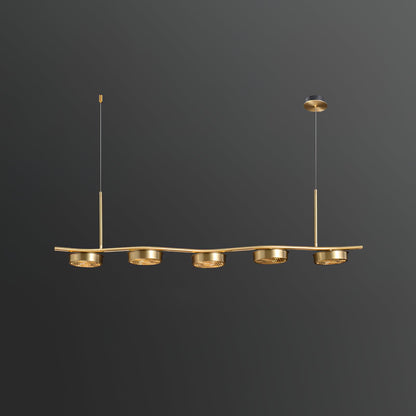 Linear Crystal Chandelier with Adjustable Height — front view