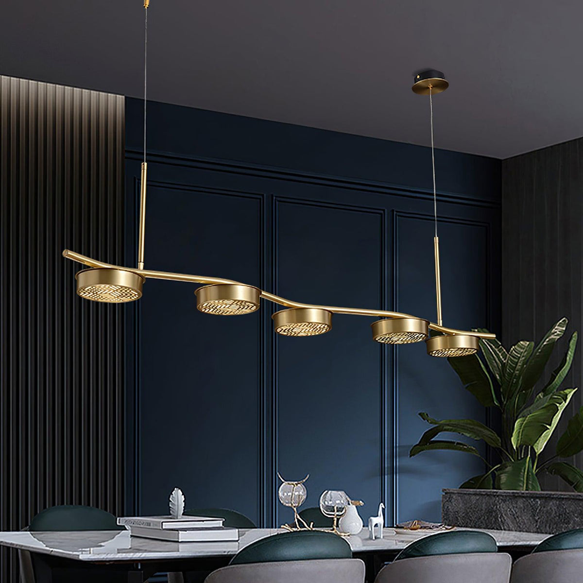 Linear Crystal Chandelier with Adjustable Height — alternate angle