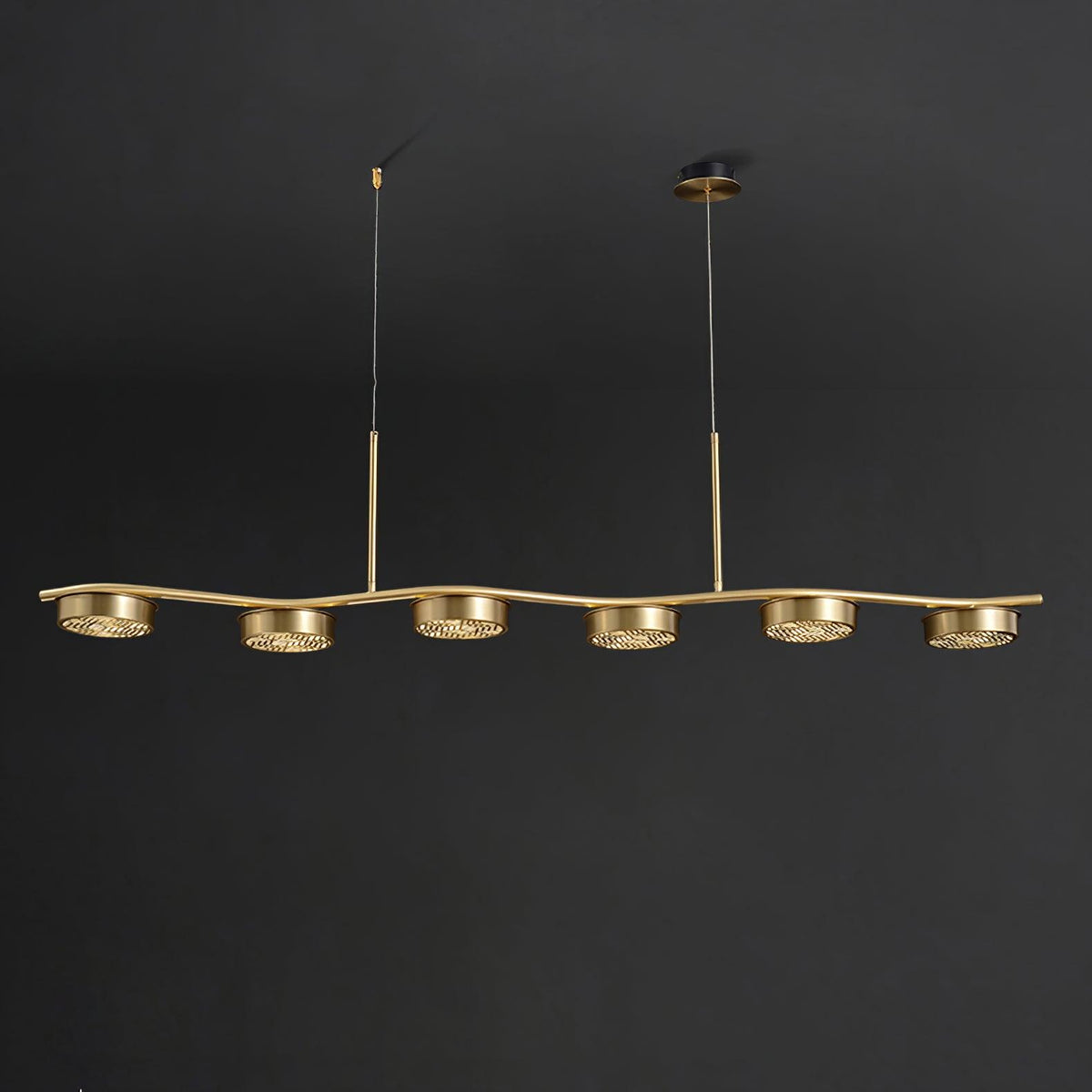 Linear Crystal Chandelier with Adjustable Height — side view