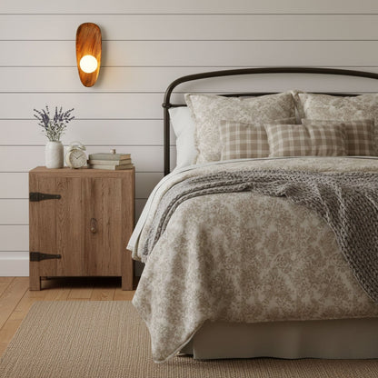Walnut Wall Lamp with Adjustable Brightness