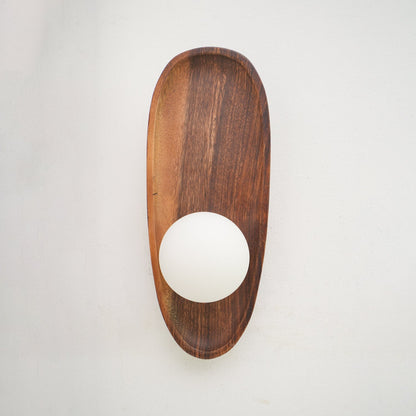 Walnut Wall Lamp with Adjustable Brightness
