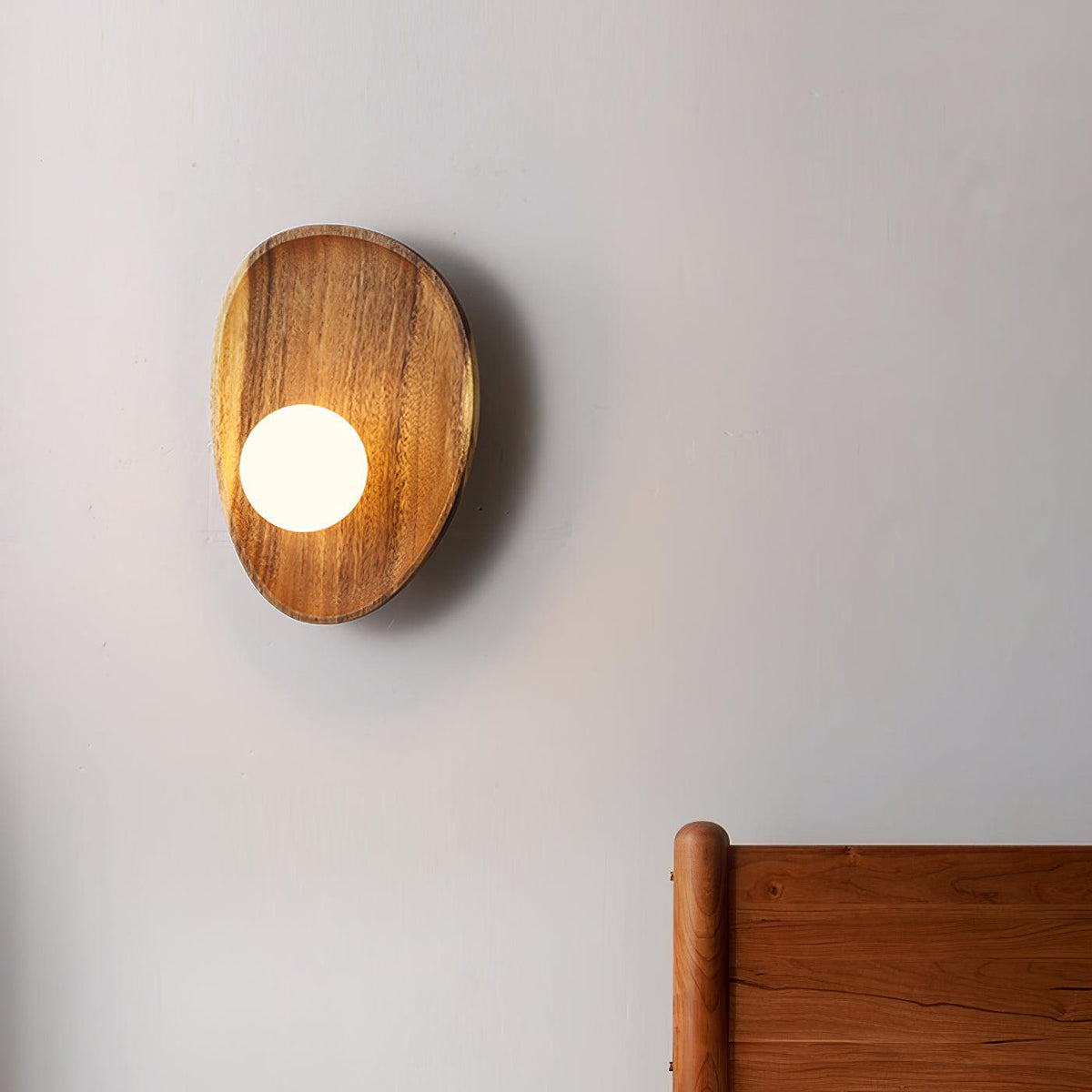 Walnut Wall Lamp with Adjustable Brightness