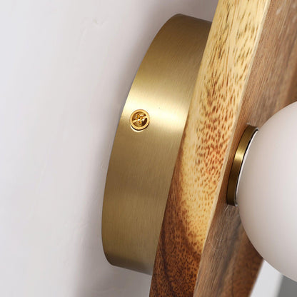 Walnut Wall Lamp with Adjustable Brightness