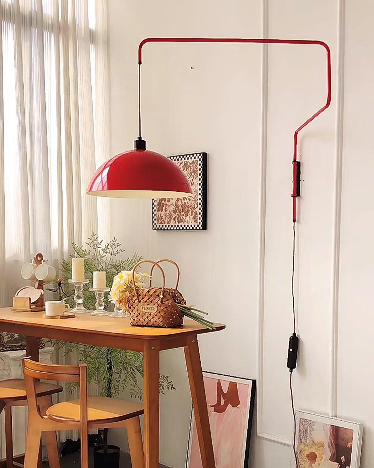 Round Plug-In Wall Lamp with Adjustable Brightness