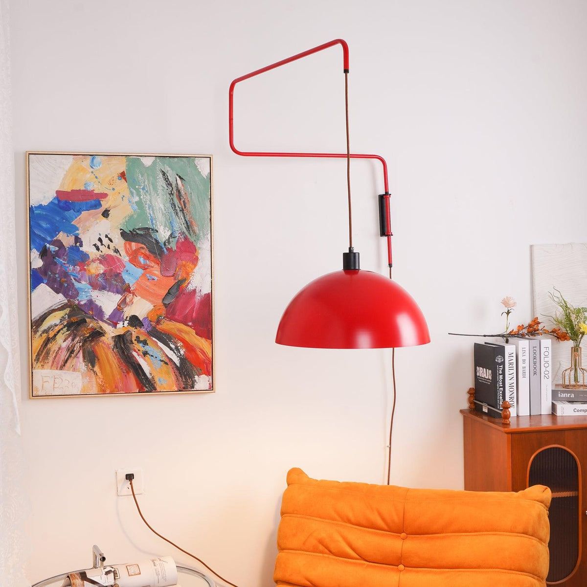 Round Plug-In Wall Lamp with Adjustable Brightness