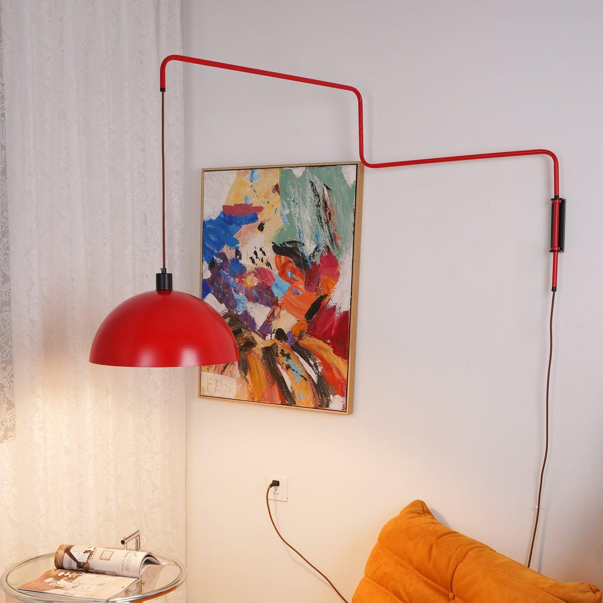 Round Plug-In Wall Lamp with Adjustable Brightness