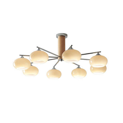 Elliptical Persimmon Chandelier with Adjustable Brightness