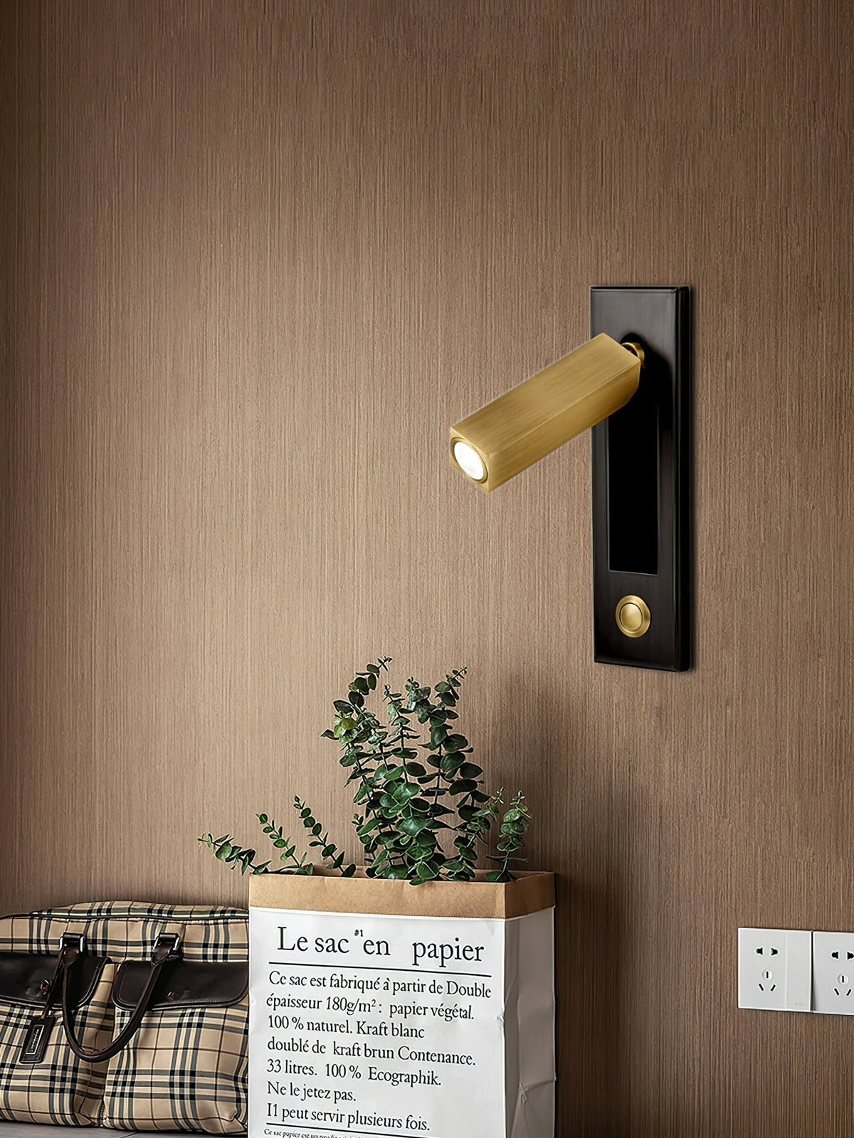 Bedside Plug-In Wall Sconce with USB Charging