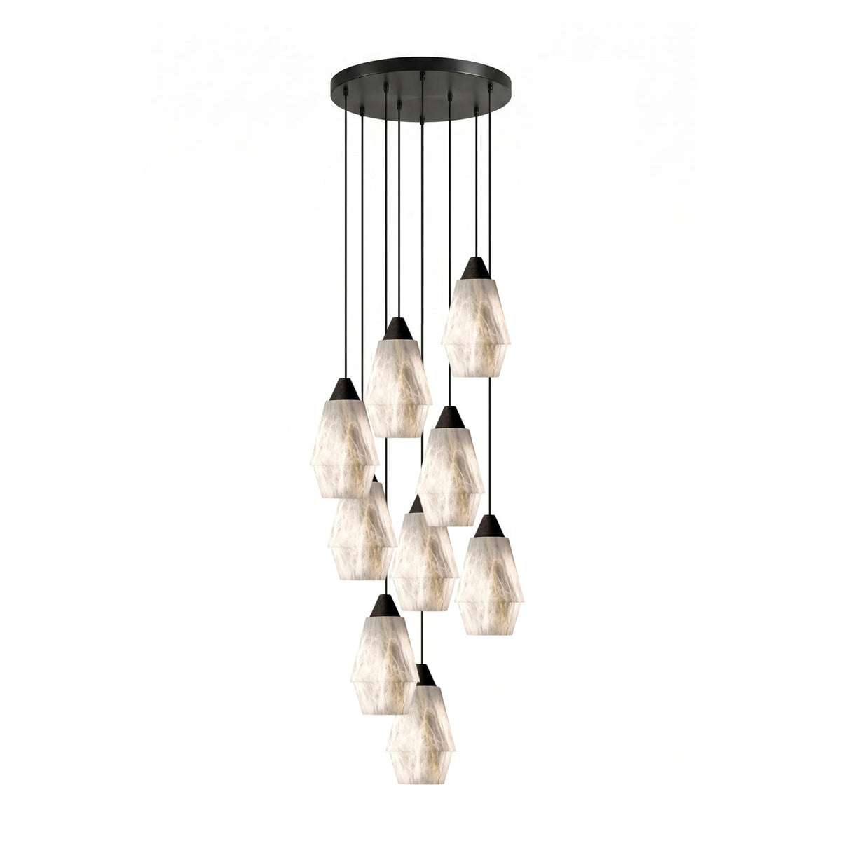 Faceted Alabaster Cluster Chandelier with Adjustable Height — lifestyle view