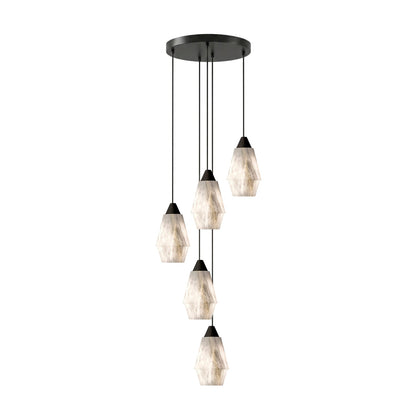 Faceted Alabaster Cluster Chandelier with Adjustable Height — detail view