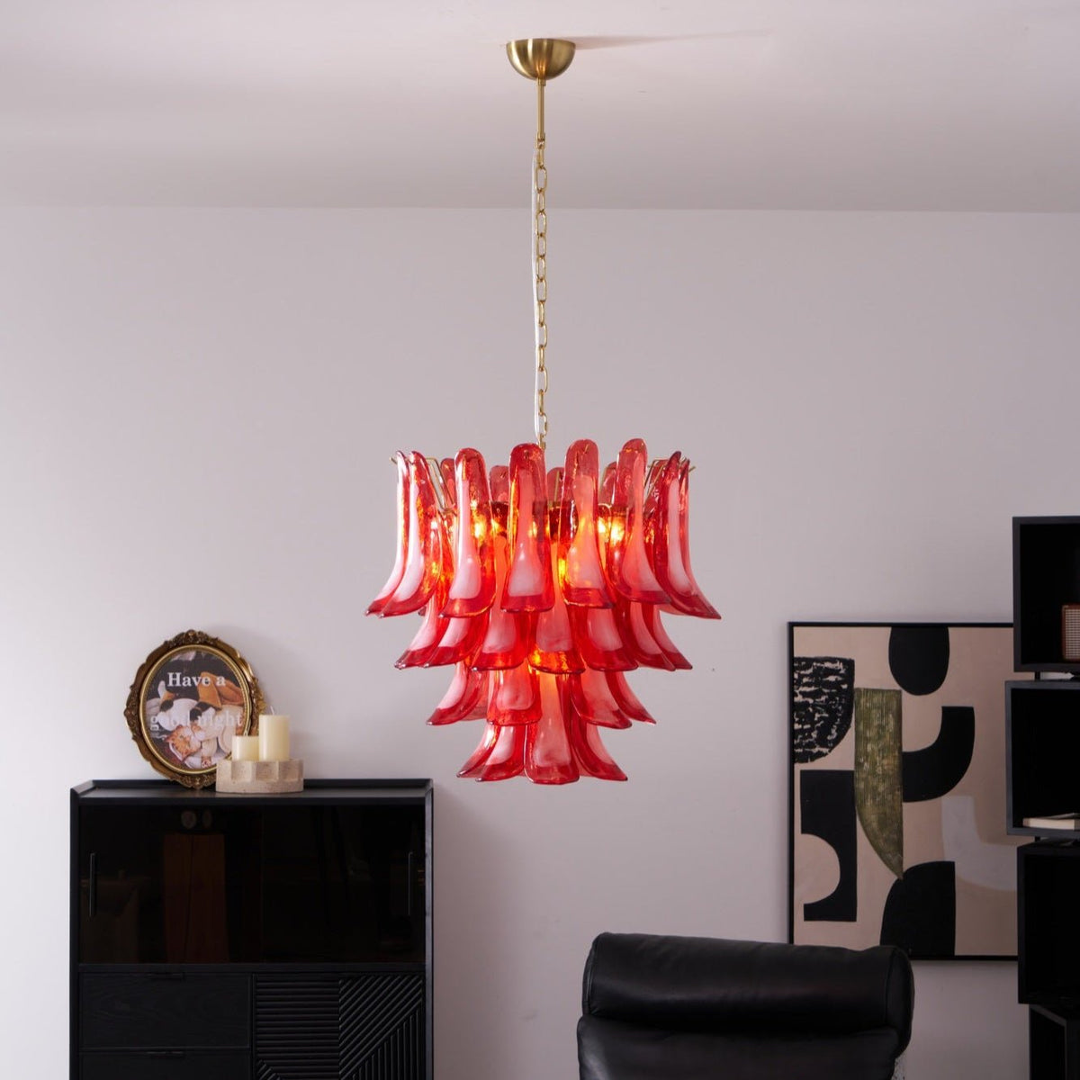 Glass Chandelier with Crystal Accents